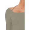 imageREORIA Womens Long Sleeve Square Neck Top Double Layer Reversible Sexy Crop Tops 2025 FallWinter Designer CollectionGrayish Green