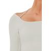 imageREORIA Womens Long Sleeve Square Neck Top Double Layer Reversible Sexy Crop Tops 2025 FallWinter Designer CollectionGrey