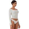 imageREORIA Womens Long Sleeve Square Neck Top Double Layer Reversible Sexy Crop Tops 2025 FallWinter Designer CollectionGrey