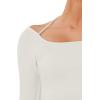 imageREORIA Womens Long Sleeve Square Neck Top Double Layer Reversible Sexy Crop Tops 2025 FallWinter Designer CollectionOffwhite