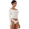 imageREORIA Womens Long Sleeve Square Neck Top Double Layer Reversible Sexy Crop Tops 2025 FallWinter Designer CollectionOffwhite