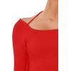 imageREORIA Womens Long Sleeve Square Neck Top Double Layer Reversible Sexy Crop Tops 2025 FallWinter Designer CollectionRed