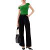 imageREORIA Womens OffShoulder Halter Short Sleeve TShirt Lace Trim Crop Top 2025 SpringSummer Designer CollectionKelly Green