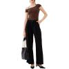 imageREORIA Womens OffShoulder Halter Short Sleeve TShirt Lace Trim Crop Top 2025 SpringSummer Designer CollectionShaved Chocolate