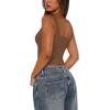 imageREORIA Womens Summer Sexy Deep V Neck Sleeveless Slim Fit Trendy Y2k Corset Cami Crop Tank TopsCoffee