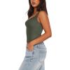 imageREORIA Womens Summer Sexy Deep V Neck Sleeveless Slim Fit Trendy Y2k Corset Cami Crop Tank TopsGrey Green