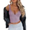 imageREORIA Womens Summer Sexy Deep V Neck Sleeveless Slim Fit Trendy Y2k Corset Cami Crop Tank TopsHazy Lilac