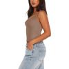 imageREORIA Womens Summer Sexy Deep V Neck Sleeveless Slim Fit Trendy Y2k Corset Cami Crop Tank TopsKhaki