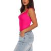 imageREORIA Womens Summer Sexy Deep V Neck Sleeveless Slim Fit Trendy Y2k Corset Cami Crop Tank TopsNeon Rose Red