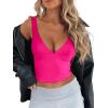 imageREORIA Womens Summer Sexy Deep V Neck Sleeveless Slim Fit Trendy Y2k Corset Cami Crop Tank TopsNeon Rose Red