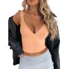 imageREORIA Womens Summer Sexy Deep V Neck Sleeveless Slim Fit Trendy Y2k Corset Cami Crop Tank TopsPeach Fuzz