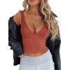 imageREORIA Womens Summer Sexy Deep V Neck Sleeveless Slim Fit Trendy Y2k Corset Cami Crop Tank TopsRusty Red