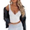 imageREORIA Womens Summer Sexy Deep V Neck Sleeveless Slim Fit Trendy Y2k Corset Cami Crop Tank TopsWhite