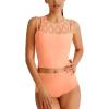 imageREORIA Womens Lace Crewneck Sleeveless Camisole Tank Crop Tops 2024 SpringSummer Designer CollectionPeach Nectar
