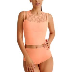 imageREORIA Womens Lace Crewneck Sleeveless Camisole Tank Crop Tops 2024 SpringSummer Designer CollectionPeach Nectar