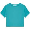 imageREORIA Butsmooth Womens Basic Cute Short Sleeve High Neck Double Lined Tight T Shirts Crop Tops TeesAcid Blue
