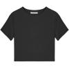 imageREORIA Butsmooth Womens Basic Cute Short Sleeve High Neck Double Lined Tight T Shirts Crop Tops TeesBlack