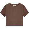 imageREORIA Butsmooth Womens Basic Cute Short Sleeve High Neck Double Lined Tight T Shirts Crop Tops TeesCoffee