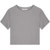 imageREORIA Butsmooth Womens Basic Cute Short Sleeve High Neck Double Lined Tight T Shirts Crop Tops TeesDeep Grey