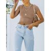 imageREORIA Butsmooth Womens Basic Cute Short Sleeve High Neck Double Lined Tight T Shirts Crop Tops TeesKhaki