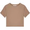 imageREORIA Butsmooth Womens Basic Cute Short Sleeve High Neck Double Lined Tight T Shirts Crop Tops TeesKhaki