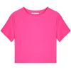 imageREORIA Butsmooth Womens Basic Cute Short Sleeve High Neck Double Lined Tight T Shirts Crop Tops TeesNeon Rose Red