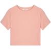 imageREORIA Butsmooth Womens Basic Cute Short Sleeve High Neck Double Lined Tight T Shirts Crop Tops TeesPink