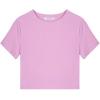 imageREORIA Butsmooth Womens Basic Cute Short Sleeve High Neck Double Lined Tight T Shirts Crop Tops TeesViolet