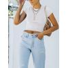 imageREORIA Butsmooth Womens Basic Cute Short Sleeve High Neck Double Lined Tight T Shirts Crop Tops TeesWhite
