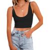imageREORIA Butsmooth Womens Basic Sexy Deep Scoop Neck Double Lined Seamless Sleeveless Cropped Cami Tank Yoga Crop TopsBlack