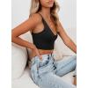 imageREORIA Butsmooth Womens Basic Sexy Deep Scoop Neck Double Lined Seamless Sleeveless Cropped Cami Tank Yoga Crop TopsBlack