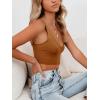 imageREORIA Butsmooth Womens Basic Sexy Deep Scoop Neck Double Lined Seamless Sleeveless Cropped Cami Tank Yoga Crop TopsBrown