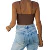 imageREORIA Butsmooth Womens Basic Sexy Deep Scoop Neck Double Lined Seamless Sleeveless Cropped Cami Tank Yoga Crop TopsCoffee