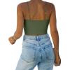 imageREORIA Butsmooth Womens Basic Sexy Deep Scoop Neck Double Lined Seamless Sleeveless Cropped Cami Tank Yoga Crop TopsDark Green