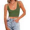 imageREORIA Butsmooth Womens Basic Sexy Deep Scoop Neck Double Lined Seamless Sleeveless Cropped Cami Tank Yoga Crop TopsDark Green