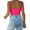 imageREORIA Butsmooth Womens Basic Sexy Deep Scoop Neck Double Lined Seamless Sleeveless Cropped Cami Tank Yoga Crop TopsNeon Rose Red