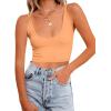 imageREORIA Butsmooth Womens Basic Sexy Deep Scoop Neck Double Lined Seamless Sleeveless Cropped Cami Tank Yoga Crop TopsOrange Powder