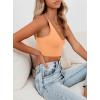 imageREORIA Butsmooth Womens Basic Sexy Deep Scoop Neck Double Lined Seamless Sleeveless Cropped Cami Tank Yoga Crop TopsOrange Powder