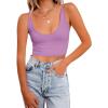 imageREORIA Butsmooth Womens Basic Sexy Deep Scoop Neck Double Lined Seamless Sleeveless Cropped Cami Tank Yoga Crop TopsViolet