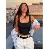 imageREORIA Butsmooth Womens Square Neck Sleeveless Crop Top Double Lined Stretch Summer Tank Top Casual Going Out OutfitBlack