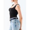 imageREORIA Butsmooth Womens Square Neck Sleeveless Crop Top Double Lined Stretch Summer Tank Top Casual Going Out OutfitBlack