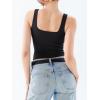 imageREORIA Butsmooth Womens Square Neck Sleeveless Crop Top Double Lined Stretch Summer Tank Top Casual Going Out OutfitBlack