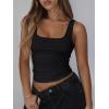 imageREORIA Butsmooth Womens Square Neck Sleeveless Crop Top Double Lined Stretch Summer Tank Top Casual Going Out OutfitBlack