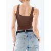 imageREORIA Butsmooth Womens Square Neck Sleeveless Crop Top Double Lined Stretch Summer Tank Top Casual Going Out OutfitBrown