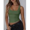 imageREORIA Butsmooth Womens Square Neck Sleeveless Crop Top Double Lined Stretch Summer Tank Top Casual Going Out OutfitDark Green