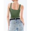 imageREORIA Butsmooth Womens Square Neck Sleeveless Crop Top Double Lined Stretch Summer Tank Top Casual Going Out OutfitDark Green