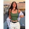 imageREORIA Butsmooth Womens Square Neck Sleeveless Crop Top Double Lined Stretch Summer Tank Top Casual Going Out OutfitDark Green