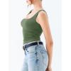 imageREORIA Butsmooth Womens Square Neck Sleeveless Crop Top Double Lined Stretch Summer Tank Top Casual Going Out OutfitDark Green