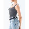 imageREORIA Butsmooth Womens Square Neck Sleeveless Crop Top Double Lined Stretch Summer Tank Top Casual Going Out OutfitDark Grey