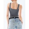 imageREORIA Butsmooth Womens Square Neck Sleeveless Crop Top Double Lined Stretch Summer Tank Top Casual Going Out OutfitDark Grey